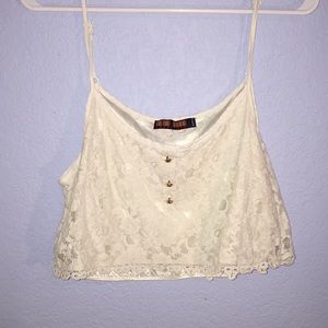 cropped floral white top